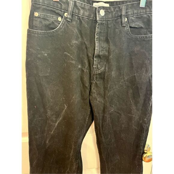 Zara Denim Black Button Fly Wide Leg Jeans sz 8 EUC - Picture 2 of 8